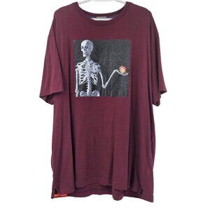 Robert Graham Skeleton Graphic Tee T-Shirt Burgundy Men’s Size 2XL Short Sleeve